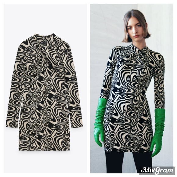 Zara Dresses & Skirts - ZARA JACQUARD WRAP DRESS